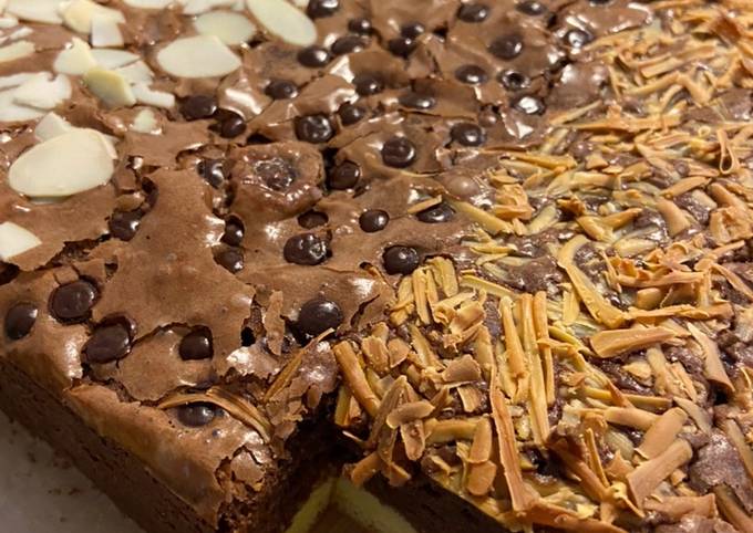 Cara Membuat Fudge brownies with cheesecake Anti Gagal