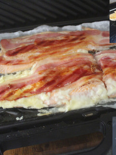 Una foto de Truchas con beicon al grill doble