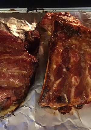 A picture of California Farm Barbecued Mild Pepper sauce Pork Ribs.