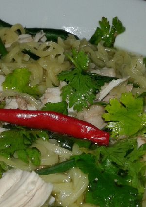 A picture of Chicken noodle soup.