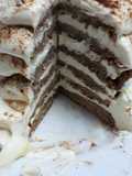 Torre tiramisú de pancakes de chocolate
