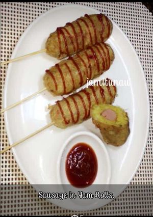 A picture of Sausage in Yam Rolls.