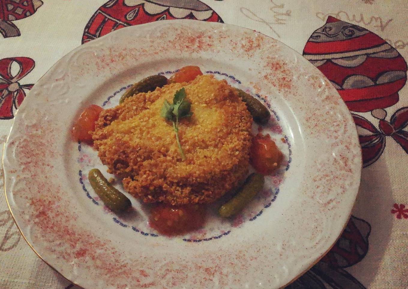 Libritos o san jacobos rellenos de berenjena y queso havarti