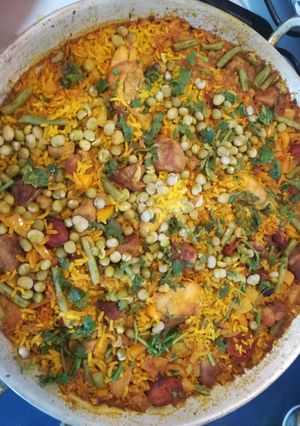 Una foto de Paella valenciana sencilla
