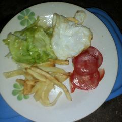 A picture of Egg and chips.