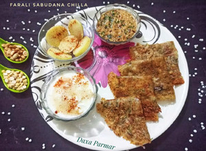 A picture of Farali Sabudana Chilla With Farali Peanut Chutney.