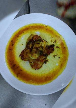A picture of Fried Fish with Lemon Butter Sauce.