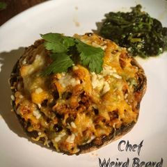 A picture of Chorizo stuffed portobellos.