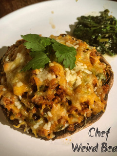 A picture of Chorizo stuffed portobellos.