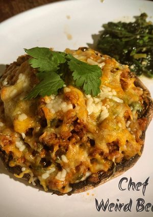 A picture of Chorizo stuffed portobellos.