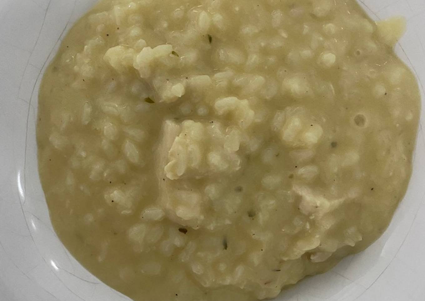 Risotto de pollo y queso