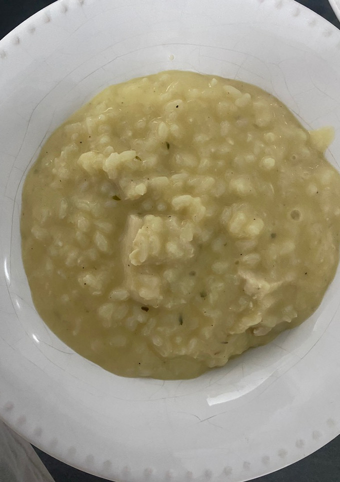 Una foto de Risotto de pollo y queso