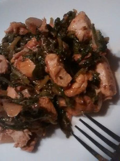 A picture of Spinach chicken stir fry.