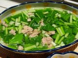 Canh cải ngọt nấu thịt xay