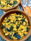 Arroz al horno con anillas de calamar y alga wakame