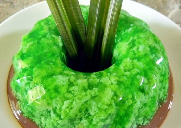 Puding Lumut Pandan Coklat