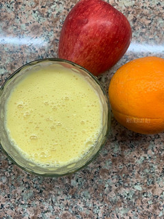 A picture of Orange, Apple and Guava juice 🍎🍊.