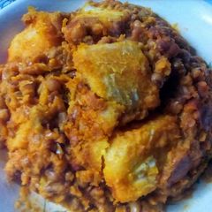 A picture of Onion and Crayfish Flavoured Porridge Beans and Yam.