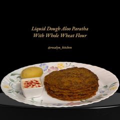 Liquid Dough Aloo Paratha with Whole Wheat Flour A picture of Liquid Dough Aloo Paratha with Whole Wheat Flour.