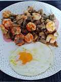 Setas con langostinos