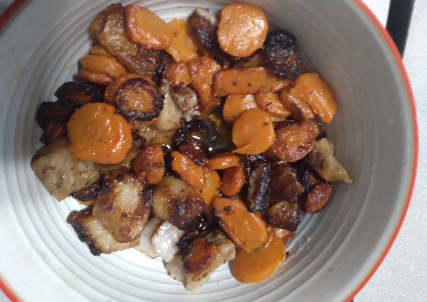 Stove top pork fat and carrots