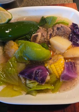 A picture of Beef and Vegetable Soup (Caldo Blanco de Res).