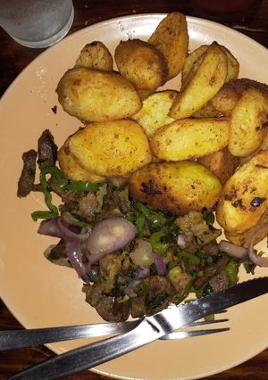 A picture of Spicy fried potatoes and beef(trialanderror).
