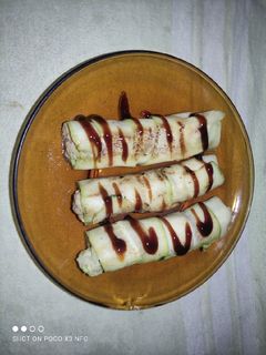 Una foto de Rollitos de calabacín