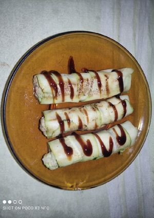 Una foto de Rollitos de calabacín