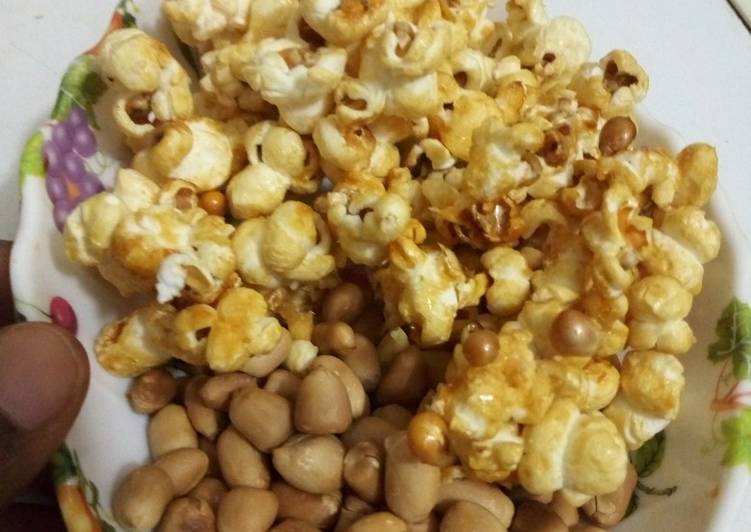 Easiest Way to Make Quick Sugar Pop Corn with Peanuts