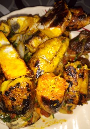 A picture of Roasted yam and plantain.
