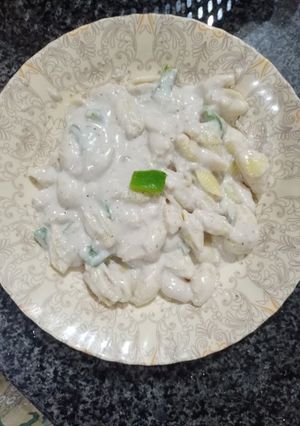 A picture of White sauce pasta.