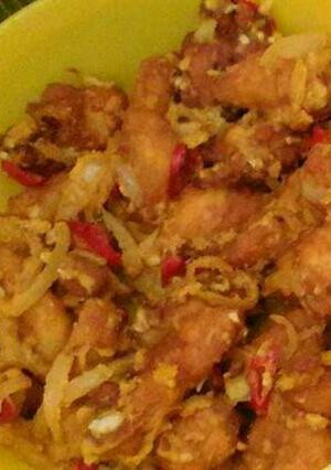 Foto resep Ayam goreng saus telur asin