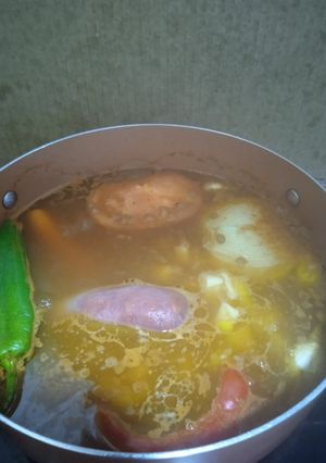 Una foto de Lentejas con arroz al mejor modo con chorizo