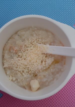 Foto resep Prawn Porridge with cheese and cauliflower, Mpasi 7+