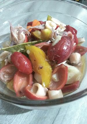 Foto resep Tumis cumi asin kulit melinjo