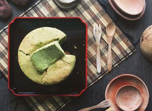 Foto resep Chiffon pandan soymilk matcha putih telur cake (cooked dough)