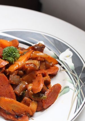 Foto resep Toppoki sosis dan terong