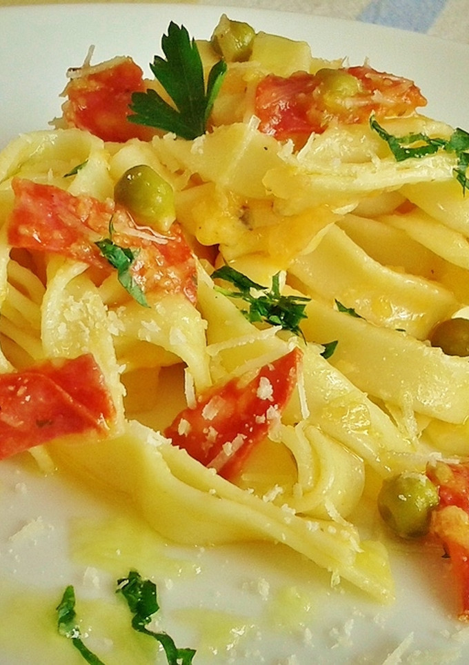 Una foto de Tagliatelle con chorizo