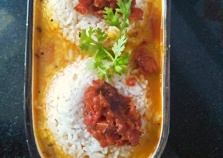 Recipe of Speedy Daal rice with tomato chutney