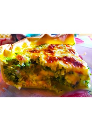 Una foto de Tarta de brócoli y repollitos de Bruselas