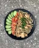 Nui rong nho xào ức gà - nấm tỏi [Eat clean - Lose weight]