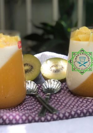 Hình của món Panna cotta thơm ngon, mát bổ từ kiwi và chanh leo!.