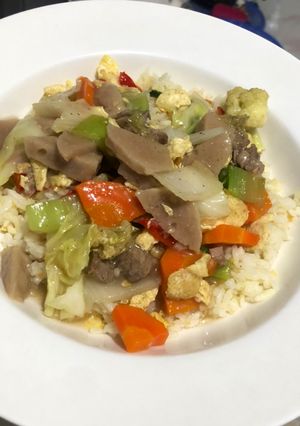 Foto resep Nasi siram capcay daging