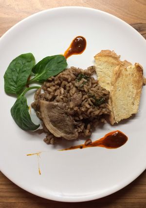 Φωτογραφία της συνταγής Risotto με χοιρινό φιλέτο και σπανάκι