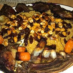 A picture of Grilled Lamb with khalta Rice.