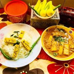 A picture of #Rajastani Pithodis Curry.