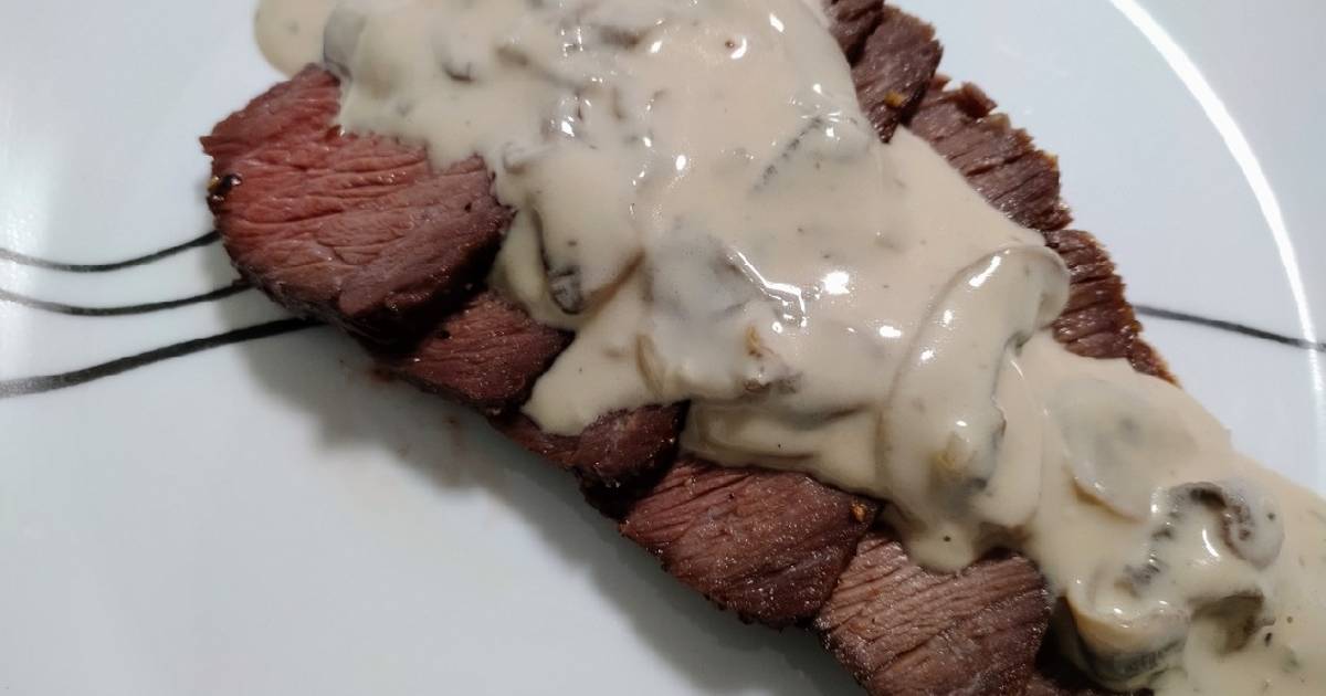 Roast beef with blue cheese mushroom sauce Recipe by Robert Gonzal