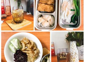 Hình của món Giảm cân - eat clean: Dim sum tôm và nấm chiên chay.