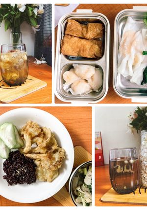 Hình của món Giảm cân - eat clean: Dim sum tôm và nấm chiên chay.